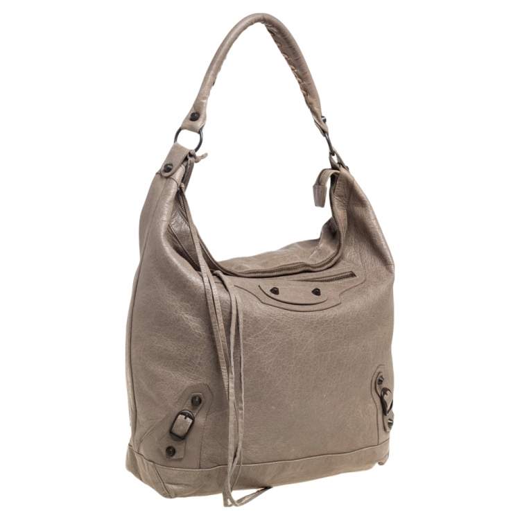 Pre Owned Balenciaga Dark Beige Leather Classic Day RH Hobo