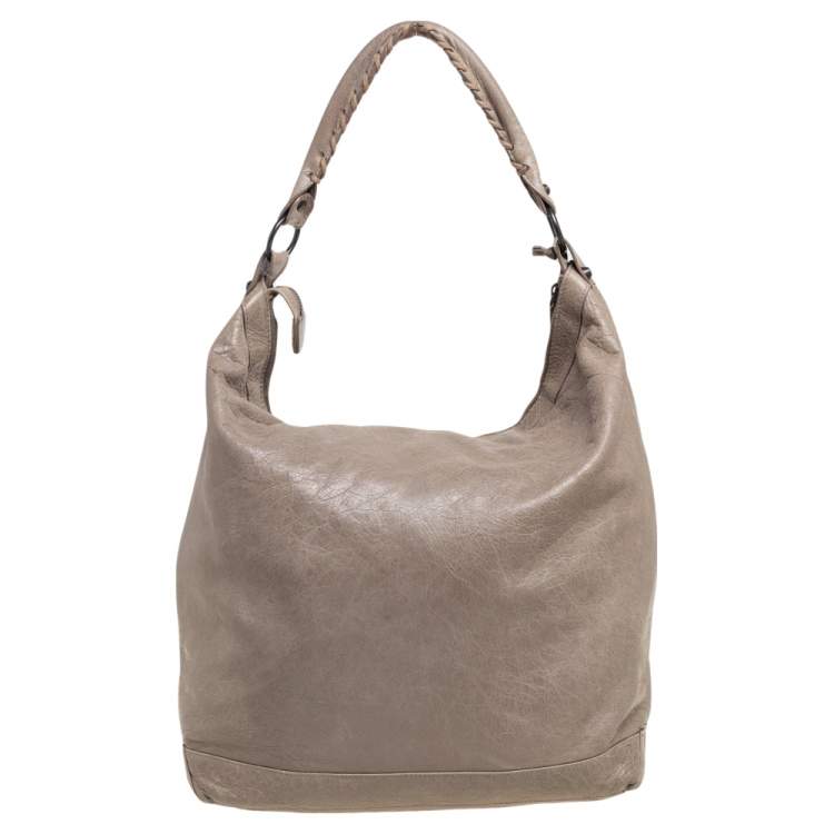 Pre Owned Balenciaga Dark Beige Leather Classic Day RH Hobo