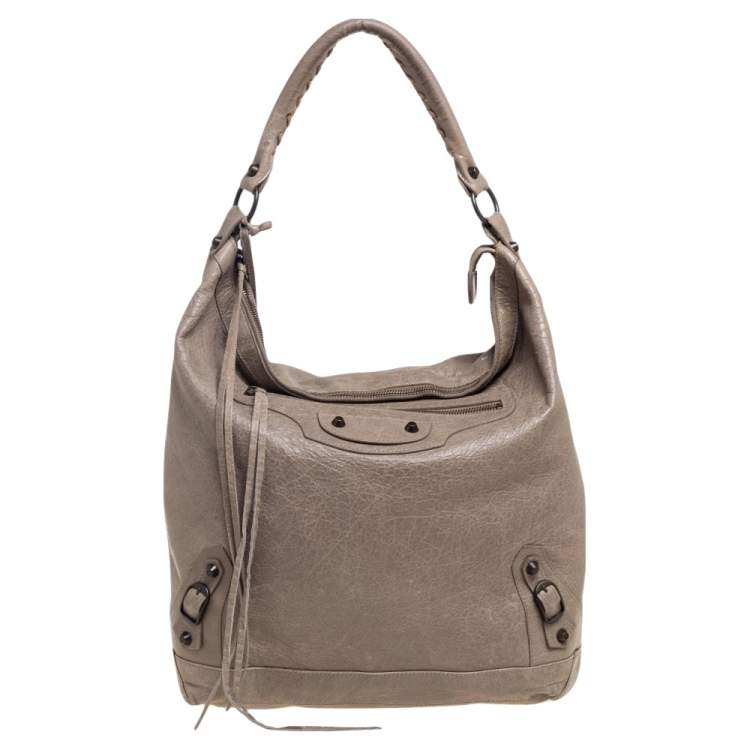 Pre Owned Balenciaga Dark Beige Leather Classic Day RH Hobo
