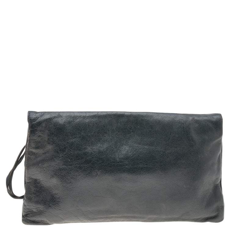 Pre Owned Balenciaga Anthracite Leather RSH Envelope Clutch