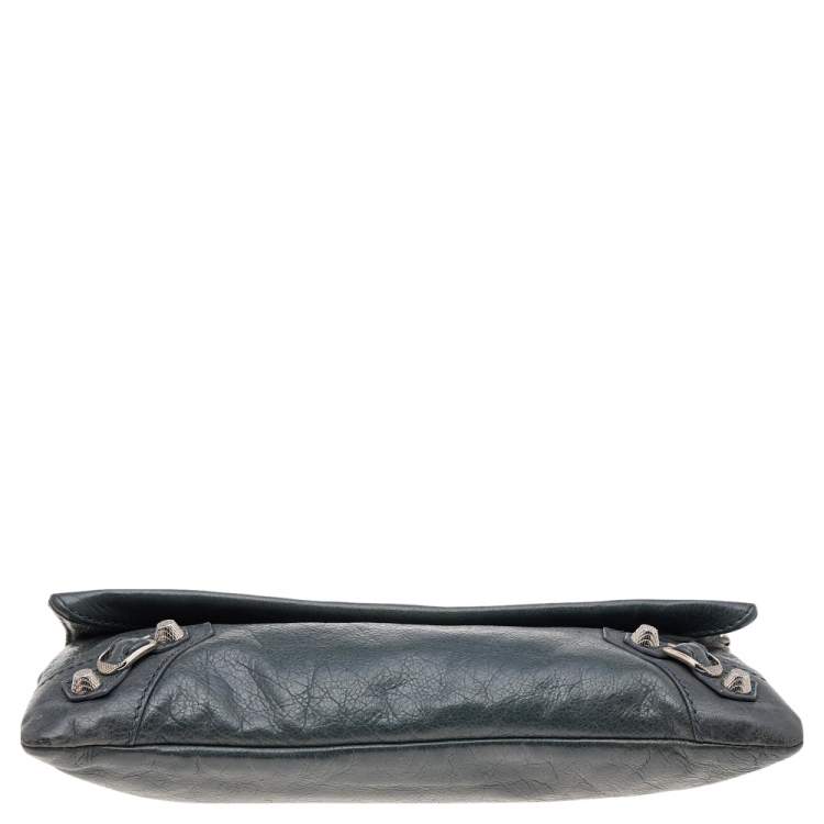 Pre Owned Balenciaga Anthracite Leather RSH Envelope Clutch