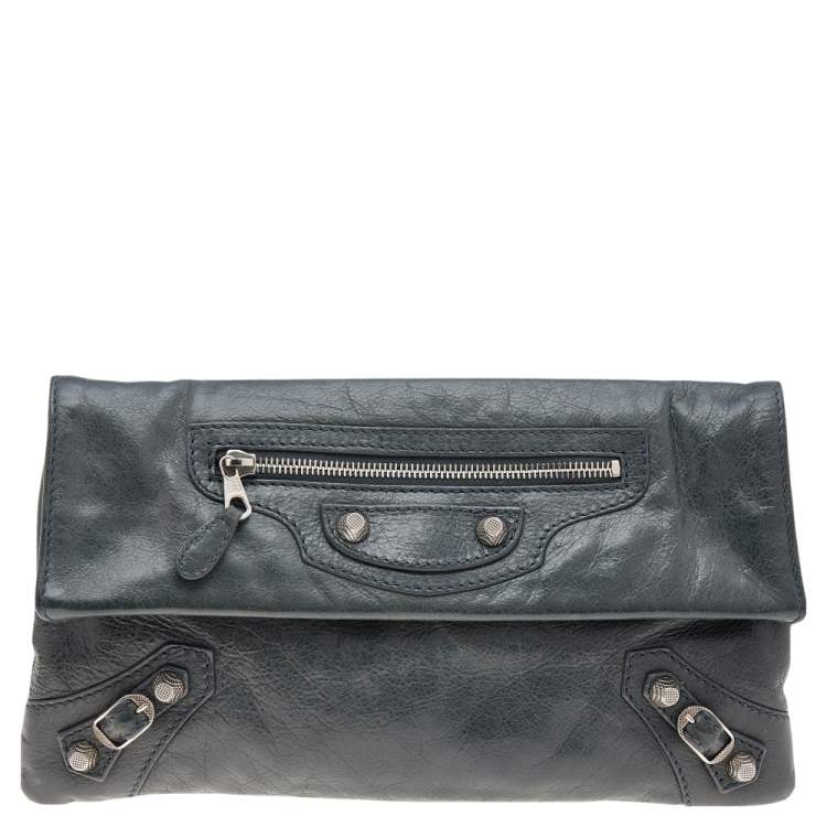 Pre Owned Balenciaga Anthracite Leather RSH Envelope Clutch
