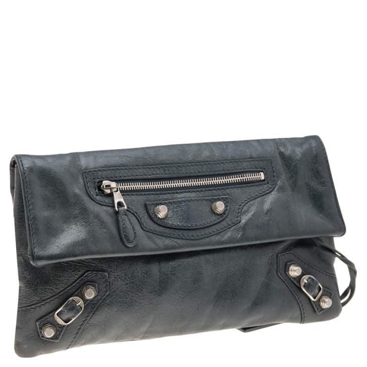 Pre Owned Balenciaga Anthracite Leather RSH Envelope Clutch