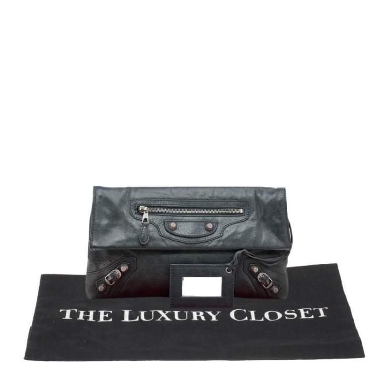 Pre Owned Balenciaga Anthracite Leather RSH Envelope Clutch
