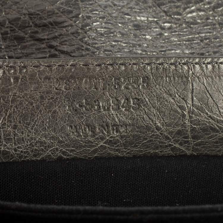 Pre Owned Balenciaga Grey Leather RH Envelope Clutch