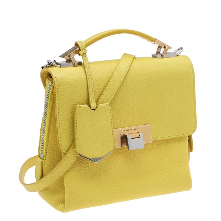 مملوكة مسبقًا Balenciaga Yellow Leather Mini Le Dix Cartable Top Handle Bag