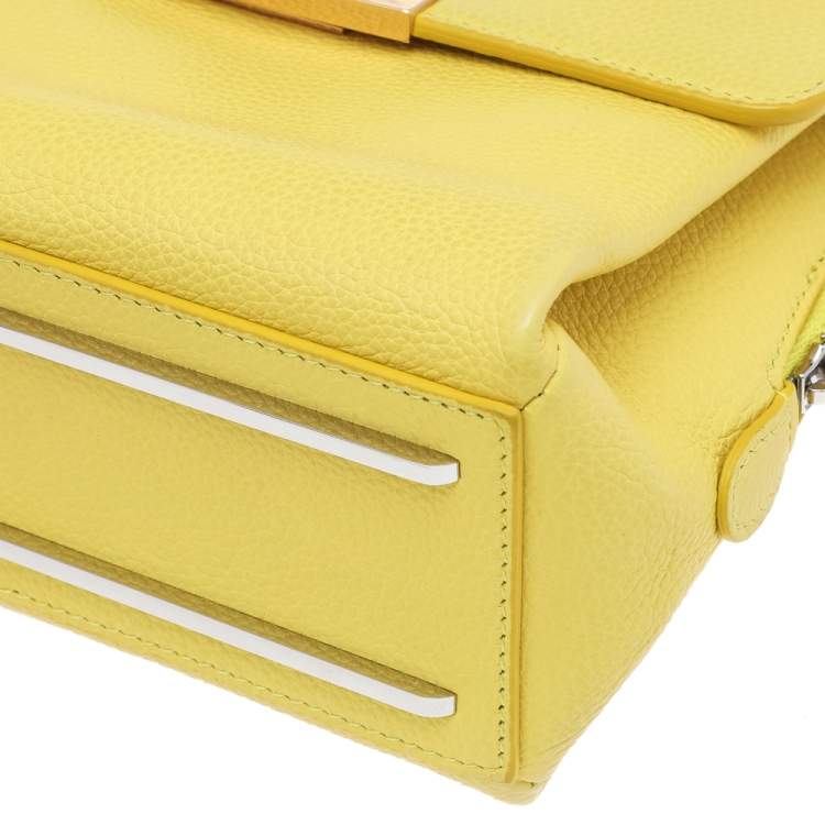 مملوكة مسبقًا Balenciaga Yellow Leather Mini Le Dix Cartable Top Handle Bag