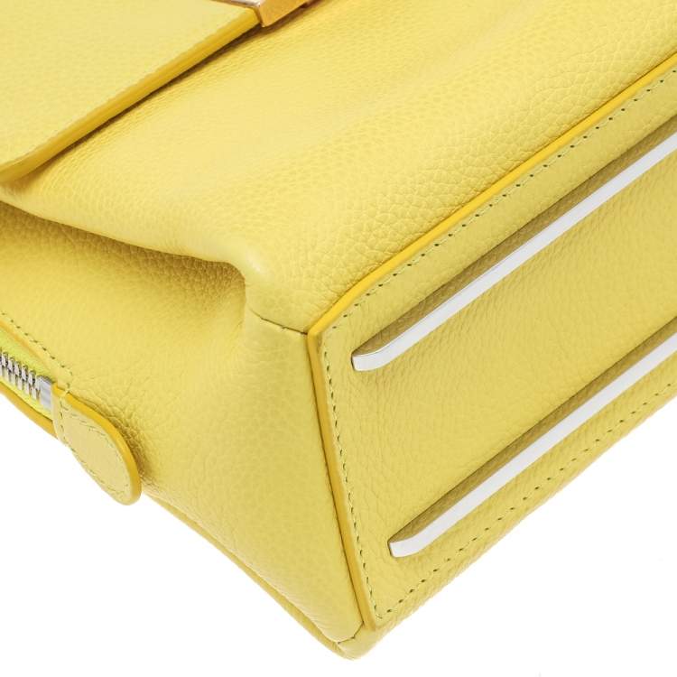 مملوكة مسبقًا Balenciaga Yellow Leather Mini Le Dix Cartable Top Handle Bag