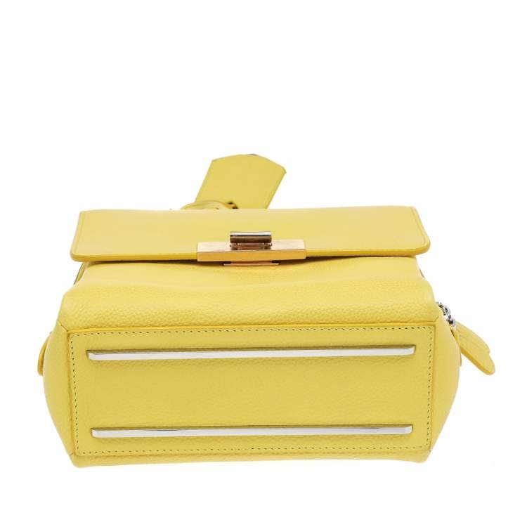 مملوكة مسبقًا Balenciaga Yellow Leather Mini Le Dix Cartable Top Handle Bag