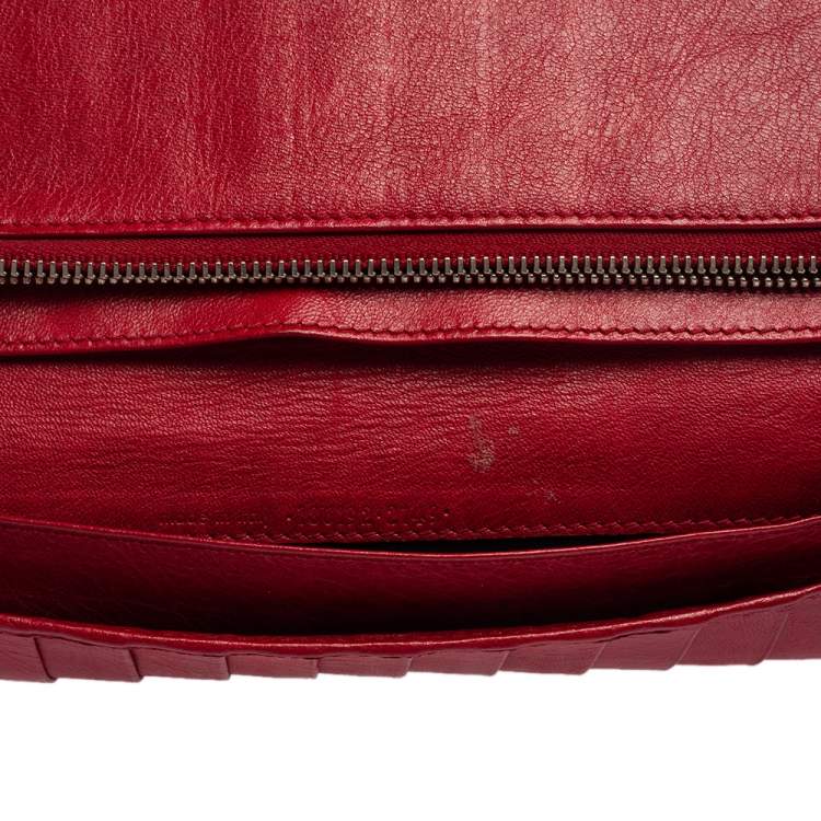 Pre Owned Balenciaga Rouge Cardinal Leather City Zip Around Wallet