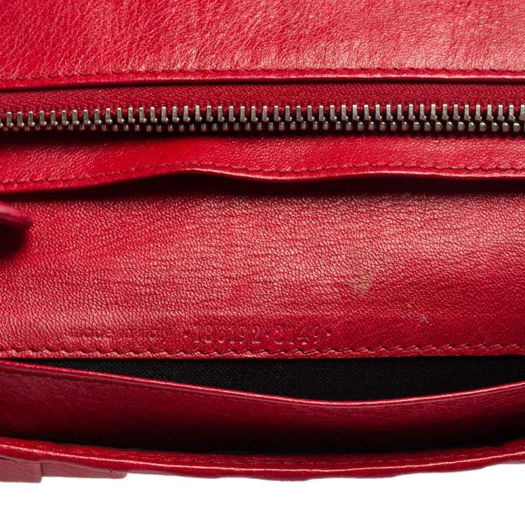 Pre Owned Balenciaga Rouge Cardinal Leather City Zip Around Wallet