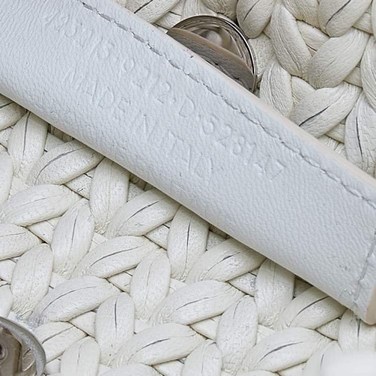Pre Owned Balenciaga White Leather Tresse Raffia Fringe Clutch