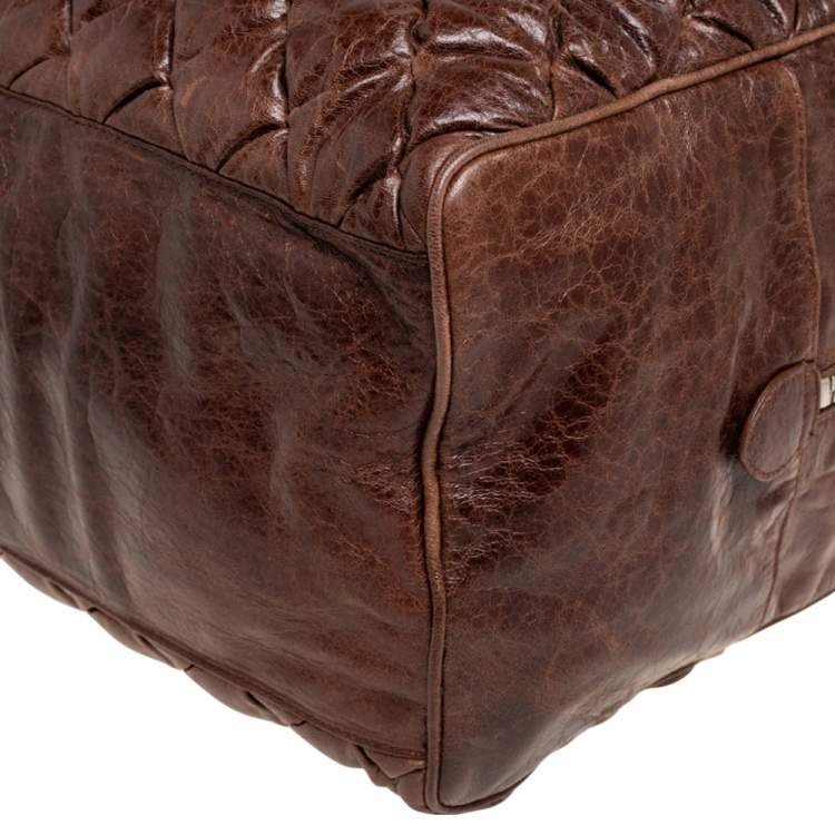 Pre Owned Balenciaga Brown Quilted Matelassé Leather MM Bag