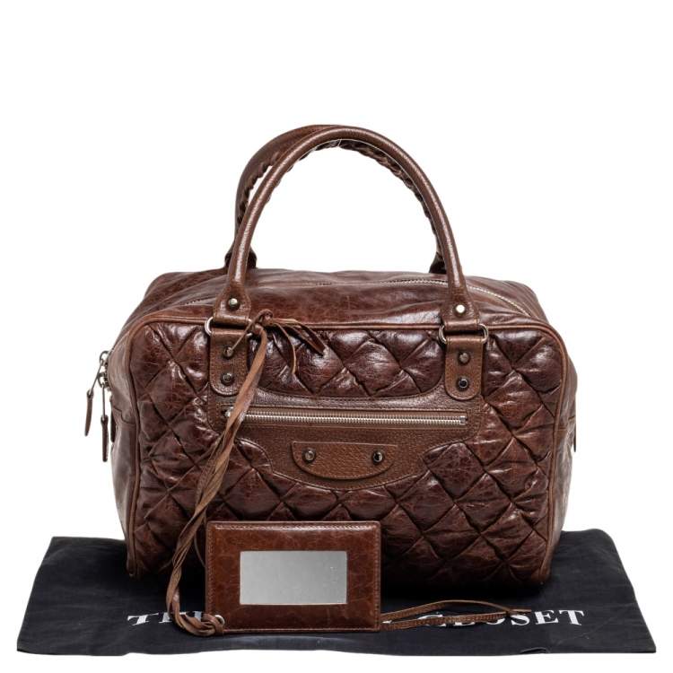 Pre Owned Balenciaga Brown Quilted Matelassé Leather MM Bag