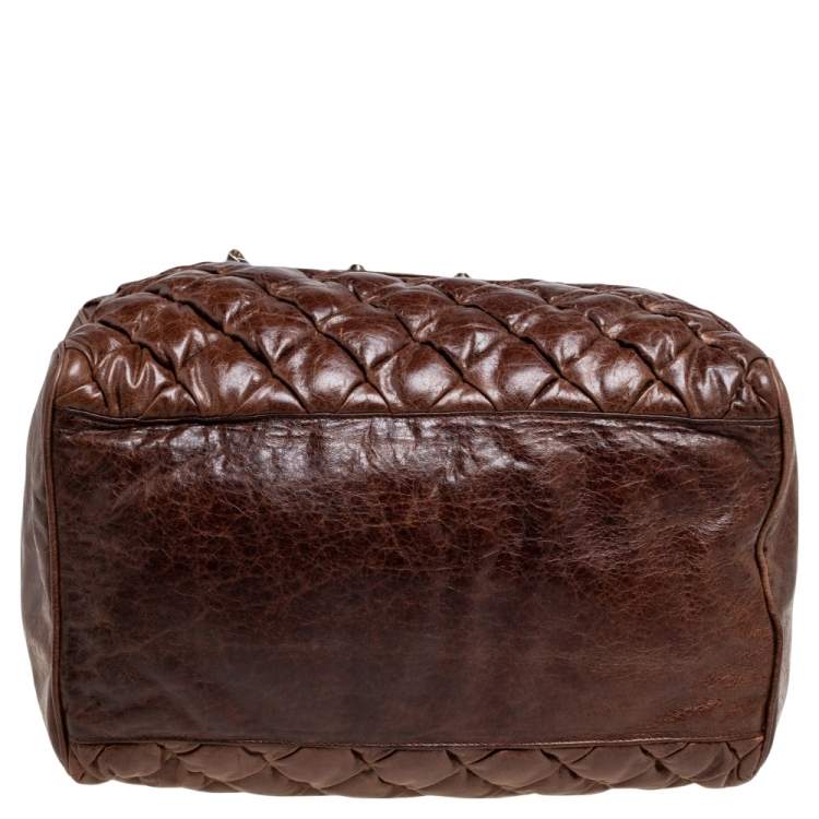 Pre Owned Balenciaga Brown Quilted Matelassé Leather MM Bag