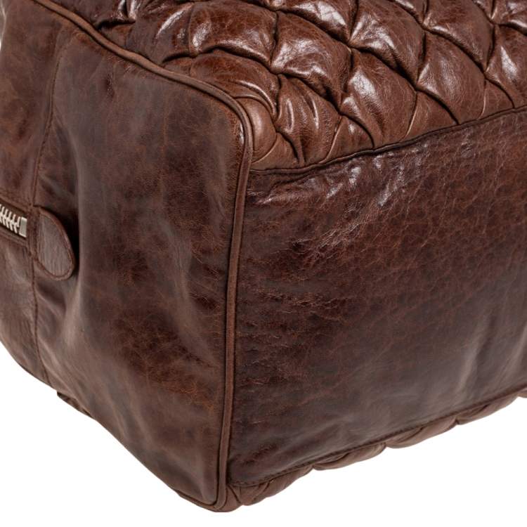 Pre Owned Balenciaga Brown Quilted Matelassé Leather MM Bag