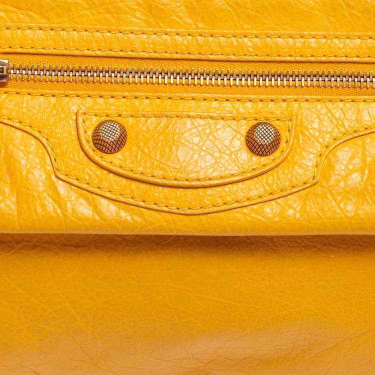 Pre Owned Balenciaga Yellow Leather RH Envelope Clutch