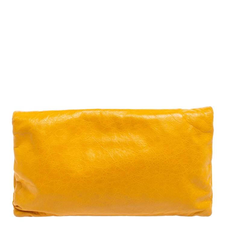 Pre Owned Balenciaga Yellow Leather RH Envelope Clutch