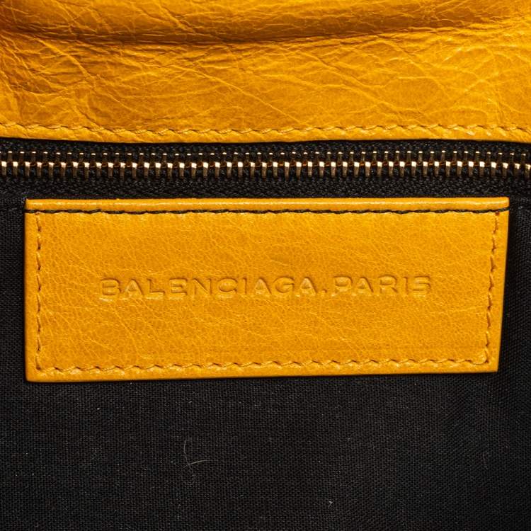 Pre Owned Balenciaga Yellow Leather RH Envelope Clutch
