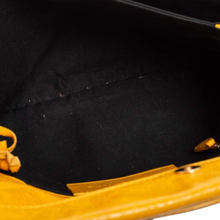 Pre Owned Balenciaga Yellow Leather RH Envelope Clutch
