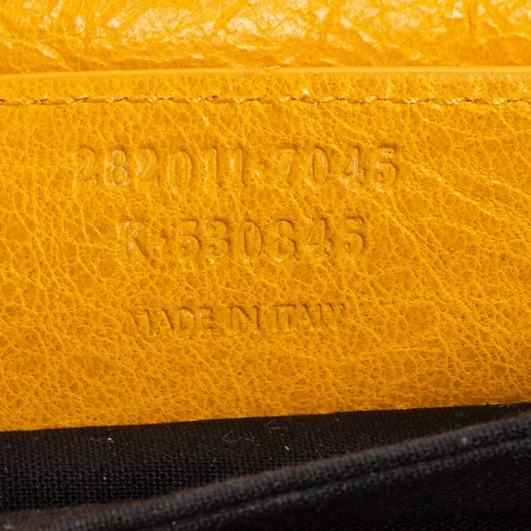 Pre Owned Balenciaga Yellow Leather RH Envelope Clutch