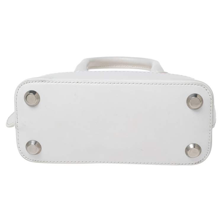 Pre Owned Balenciaga White Leather XXS Ville Logo Satchel