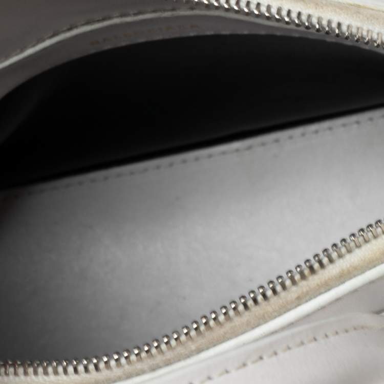 Pre Owned Balenciaga White Leather XXS Ville Logo Satchel