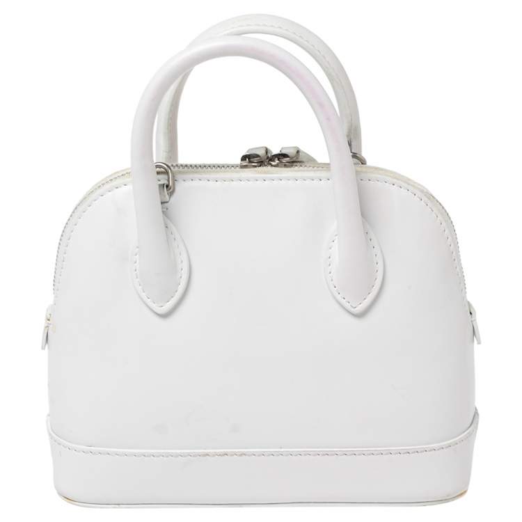 Pre Owned Balenciaga White Leather XXS Ville Logo Satchel
