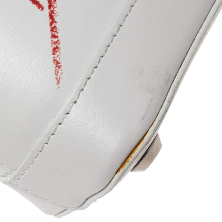 Pre Owned Balenciaga White Leather XXS Ville Logo Satchel