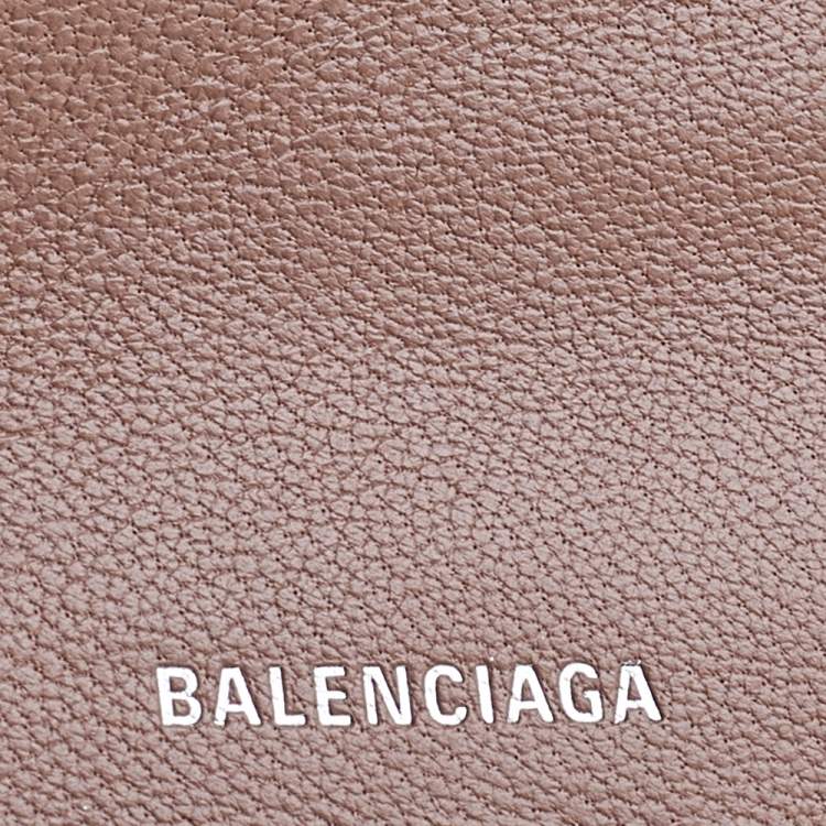 Pre Owned Balenciaga Beige Croc Embossed Leather Mini BB Trifold Wallet