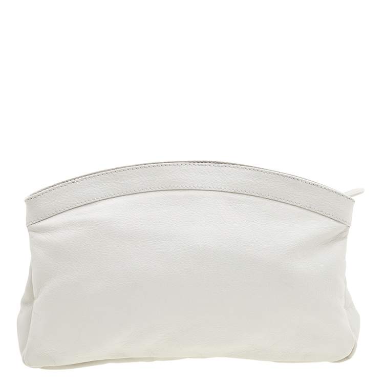 Pre Owned Balenciaga White Leather Giant 12 Rose Gold Hardware Premier Clutch Bag