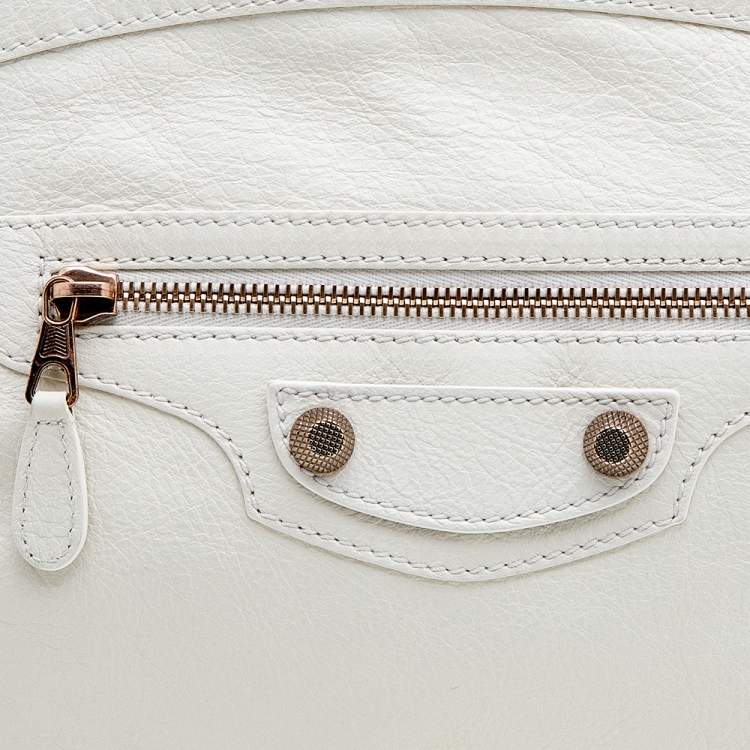 Pre Owned Balenciaga White Leather Giant 12 Rose Gold Hardware Premier Clutch Bag