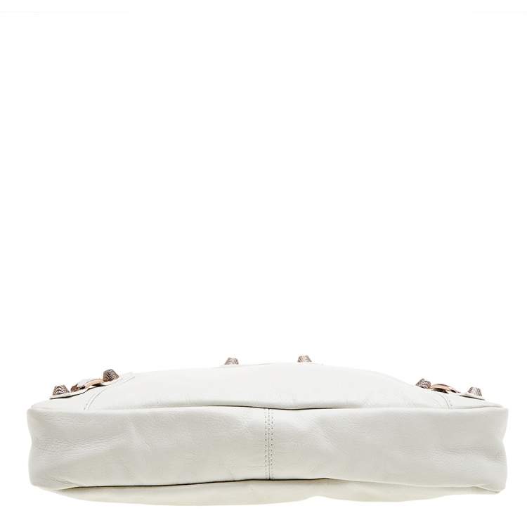 Pre Owned Balenciaga White Leather Giant 12 Rose Gold Hardware Premier Clutch Bag