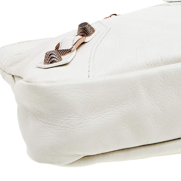Pre Owned Balenciaga White Leather Giant 12 Rose Gold Hardware Premier Clutch Bag