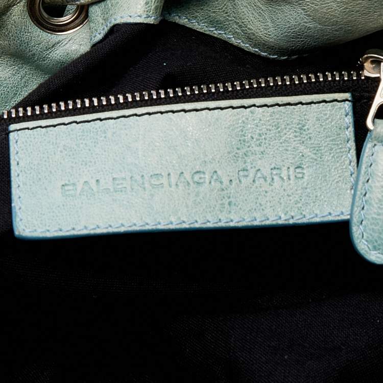Pre Owned Balenciaga Mint Green Leather GSH 21 Pompon Hobo