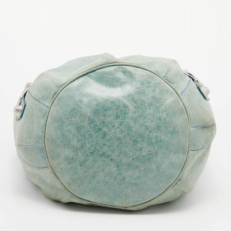 Pre Owned Balenciaga Mint Green Leather GSH 21 Pompon Hobo