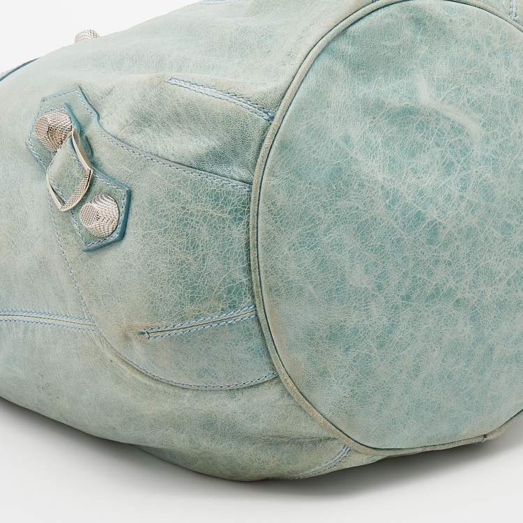 Pre Owned Balenciaga Mint Green Leather GSH 21 Pompon Hobo