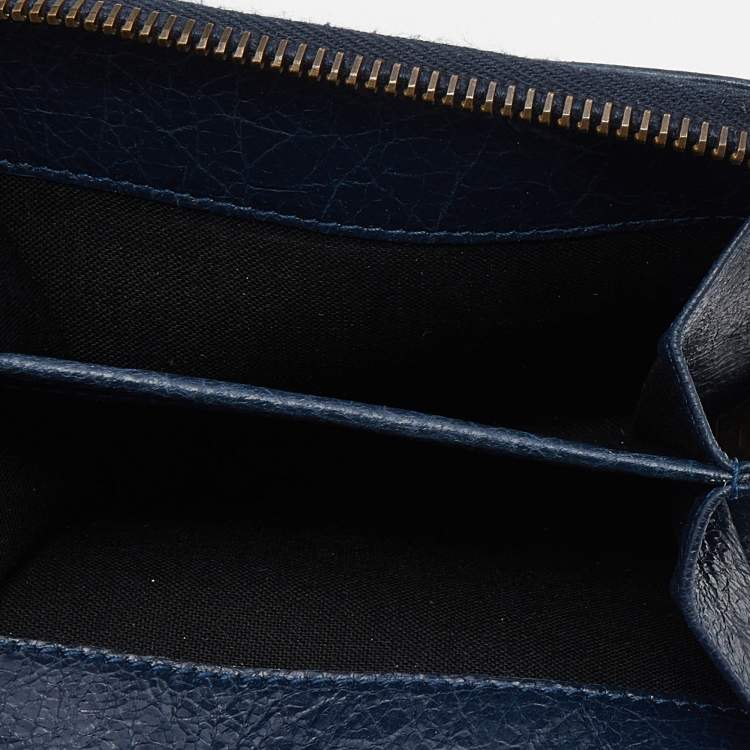 Pre Owned Balenciaga Navy Blue Leather Classic Bifold Wallet