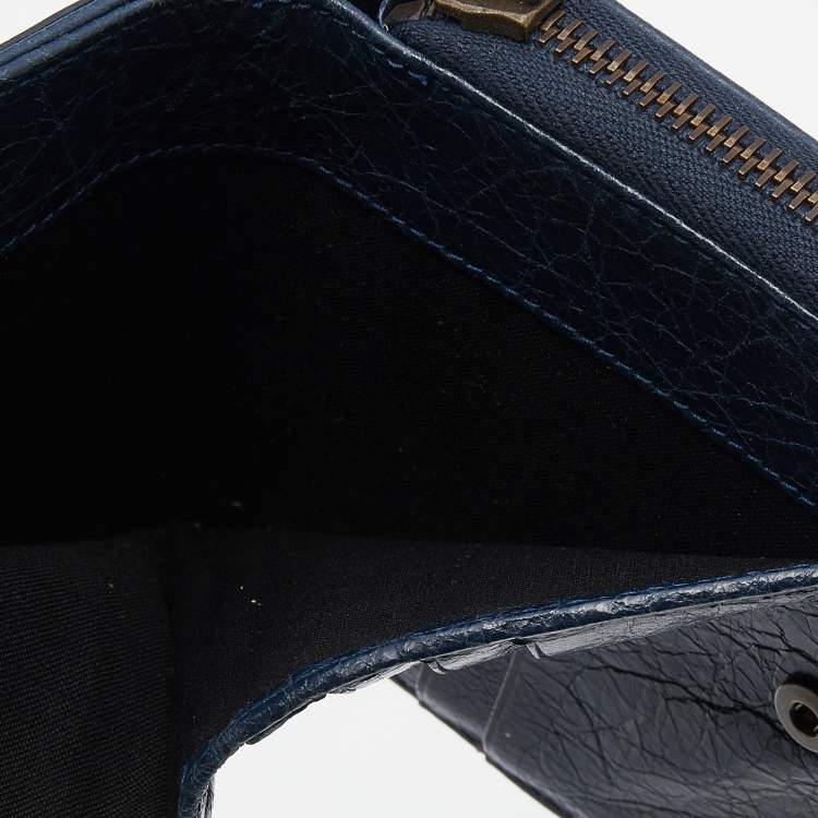 Pre Owned Balenciaga Navy Blue Leather Classic Bifold Wallet