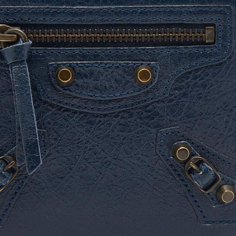 Pre Owned Balenciaga Navy Blue Leather Classic Bifold Wallet