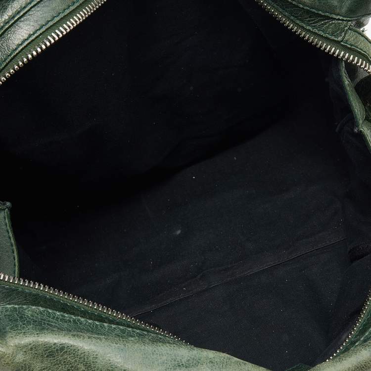 Pre Owned Balenciaga Green Leather Giant 21 Silver Midday Bag