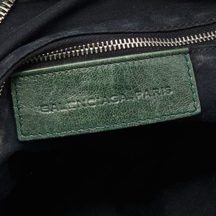 Pre Owned Balenciaga Green Leather Giant 21 Silver Midday Bag