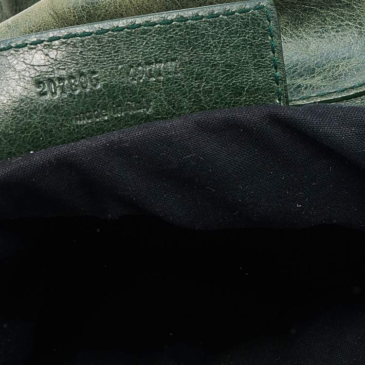 Pre Owned Balenciaga Green Leather Giant 21 Silver Midday Bag