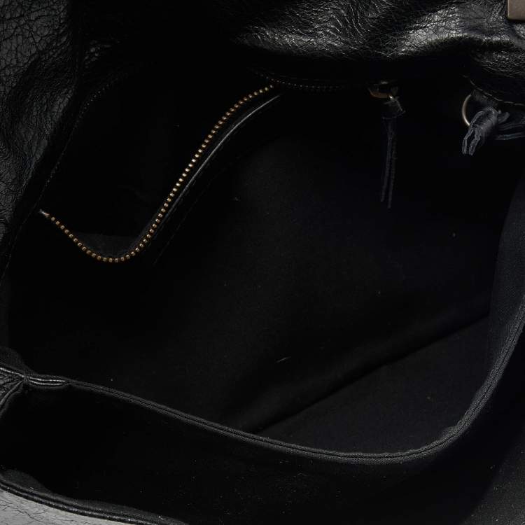 Pre Owned Balenciaga Black Leather Giant 12 Antique Brass Envelope Clutch