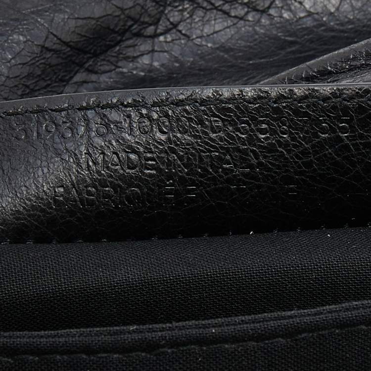 Pre Owned Balenciaga Black Leather Giant 12 Antique Brass Envelope Clutch