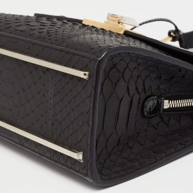 Pre Owned Balenciaga Black Python Le Dix Cartable S Top Handle Bag