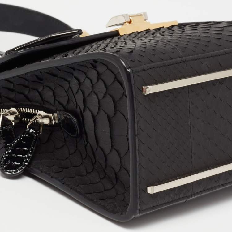 Pre Owned Balenciaga Black Python Le Dix Cartable S Top Handle Bag