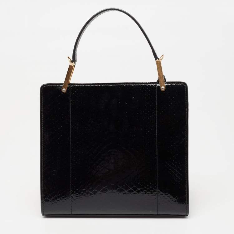 Pre Owned Balenciaga Black Python Le Dix Cartable S Top Handle Bag