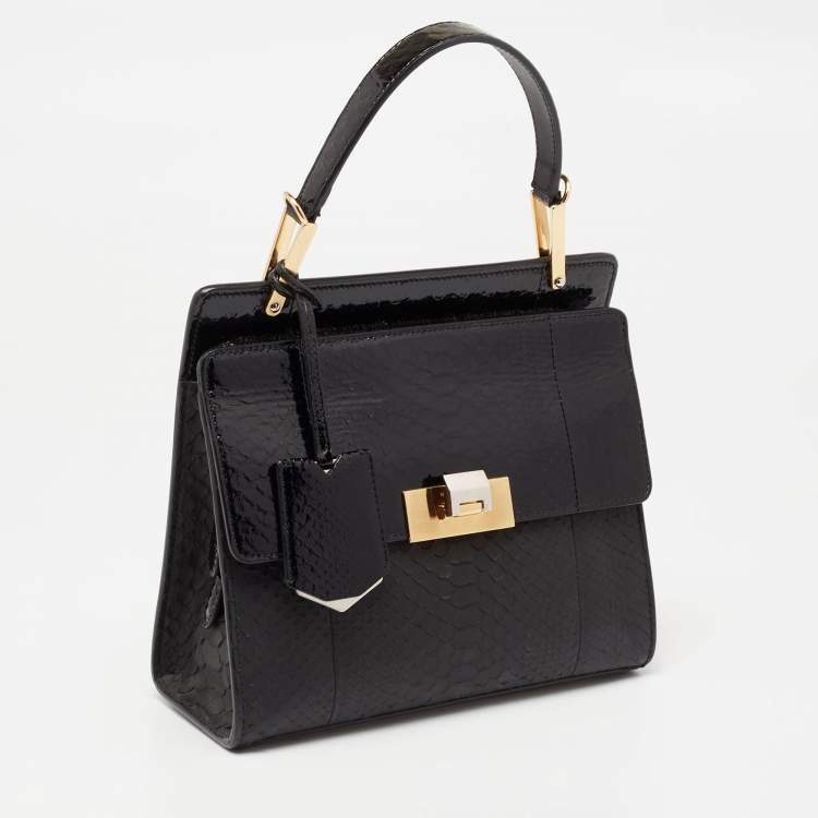 Pre Owned Balenciaga Black Python Le Dix Cartable S Top Handle Bag