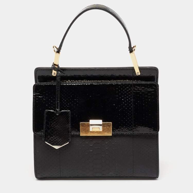 Pre Owned Balenciaga Black Python Le Dix Cartable S Top Handle Bag